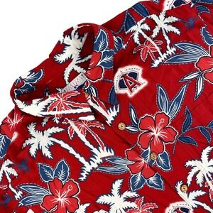 Reyn Spooner Shirt‎ Mens XXL Red Anaheim Angels Baseball Hawaiian Dress Shirt